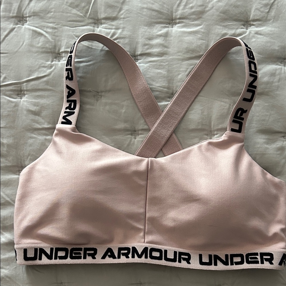 Under Armour Blush Sports Bra with Logo Straps